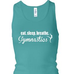 Ladies Tanktop White Eat Sleep Gymnastics Longer Length Racerback Tank