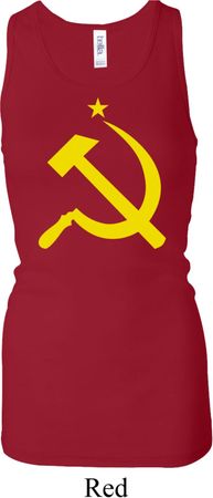 Ladies Tanktop Yellow Hammer And Sickle Longer Length Racerback Tank