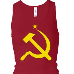 Ladies Tanktop Yellow Hammer And Sickle Longer Length Racerback Tank