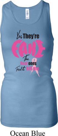 Ladies Tanktop Yes, They're Fake Longer Length Racerback Tank Top