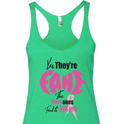 Ladies Tanktop Yes, They're Fake Tri Blend Racerback Tank Top