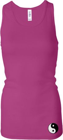Ladies Tanktop Yin Yang Bottom Print Longer Length Racerback Tank
