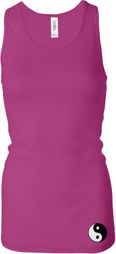 Ladies Tanktop Yin Yang Bottom Print Longer Length Racerback Tank Ladies Tanktop Yin Yang Bottom Print Longer Length Racerback Tank