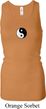 Ladies Tanktop Yin Yang Patch Small Print Longer Length Racerback Tank