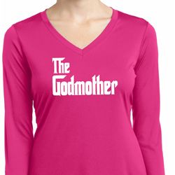 Ladies The Godmother White Print Dry Wicking Long Sleeve