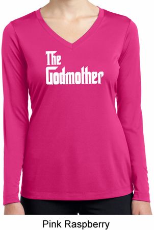 Ladies The Godmother White Print Dry Wicking Long Sleeve