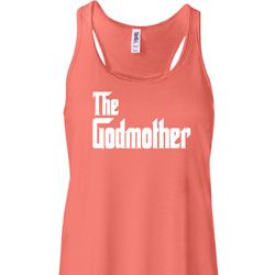 Ladies The Godmother White Print Flowy Racerback