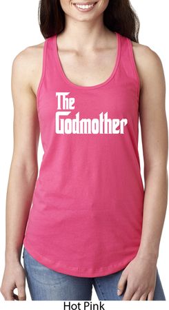 Ladies The Godmother White Print Ideal Racerback