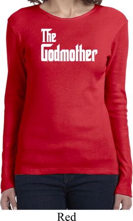 Ladies The Godmother White Print Long Sleeve