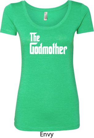Ladies The Godmother White Print Scoop Neck
