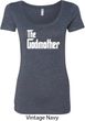 Ladies The Godmother White Print Scoop Neck