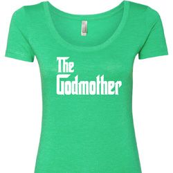 Ladies The Godmother White Print Scoop Neck