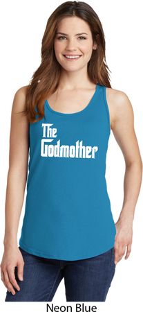 Ladies The Godmother White Print Tank Top