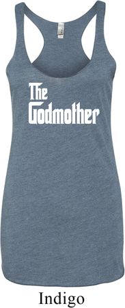 Ladies The Godmother White Print Tri Blend Racerback