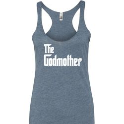 Ladies The Godmother White Print Tri Blend Racerback