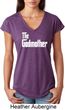 Ladies The Godmother White Print Tri Blend V-neck