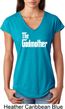 Ladies The Godmother White Print Tri Blend V-neck
