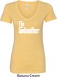 Ladies The Godmother White Print V-Neck Shirt