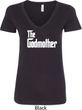 Ladies The Godmother White Print V-Neck Shirt