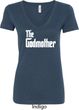 Ladies The Godmother White Print V-Neck Shirt