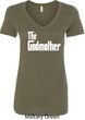 Ladies The Godmother White Print V-Neck Shirt