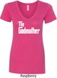 Ladies The Godmother White Print V-Neck Shirt