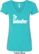 Ladies The Godmother White Print V-Neck Shirt