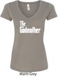 Ladies The Godmother White Print V-Neck Shirt