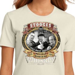 Ladies Three Stooges Shirt Moonshine Whiskey Organic Tee T-Shirt