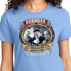 Ladies Three Stooges Shirt Moonshine Whiskey Tee T-Shirt