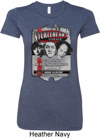 Ladies Three Stooges Shirt Nyukleheads Garage Longer Length T-Shirt