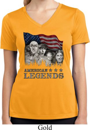 Ladies Three Stooges Shirt Rushmorons Moisture Wicking V-neck Tee
