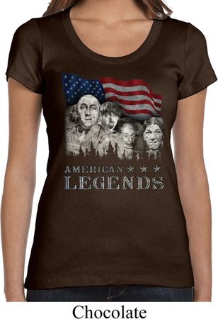 Ladies Three Stooges Shirt Rushmorons Scoop Neck Tee T-Shirt