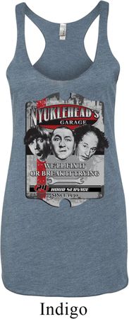 Ladies Three Stooges Tanktop Nyukleheads Garage Tri Blend Racerback