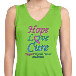 Ladies Thyroid Cancer Hope Love Cure Dry Wicking Sleeveless Shirt