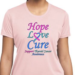 Ladies Thyroid Cancer Hope Love Cure Dry Wicking T-shirt