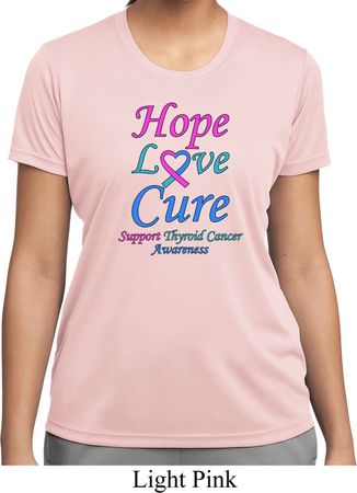 Ladies Thyroid Cancer Hope Love Cure Dry Wicking T-shirt