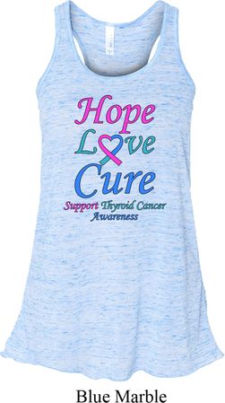 Ladies Thyroid Cancer Hope Love Cure Flowy Racerback