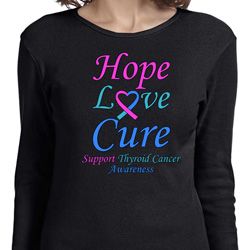Ladies Thyroid Cancer Hope Love Cure Long Sleeve