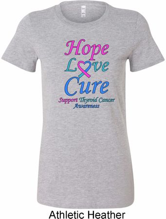 Ladies Thyroid Cancer Hope Love Cure Longer Length Shirt