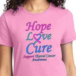 Ladies Thyroid Cancer Hope Love Cure T-shirt