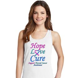 Ladies Thyroid Cancer Hope Love Cure Tank Top
