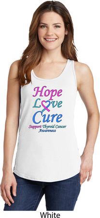Ladies Thyroid Cancer Hope Love Cure Tank Top