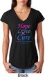 Ladies Thyroid Cancer Hope Love Cure Tri Blend V-neck