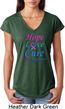 Ladies Thyroid Cancer Hope Love Cure Tri Blend V-neck