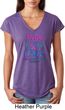 Ladies Thyroid Cancer Hope Love Cure Tri Blend V-neck
