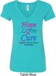 Ladies Thyroid Cancer Hope Love Cure V-Neck