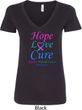 Ladies Thyroid Cancer Hope Love Cure V-Neck