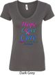 Ladies Thyroid Cancer Hope Love Cure V-Neck