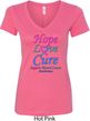 Ladies Thyroid Cancer Hope Love Cure V-Neck